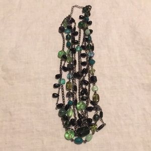 Lia Sophia black and green beaded necklace